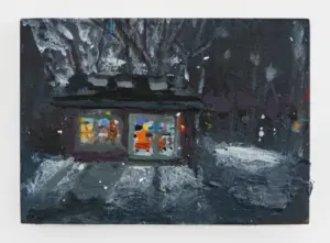Susanna Coffey, My Studio, Snowy 2/26, 2026, Oil on panel, 5 x 7 inches ©Susanna Coffey painting