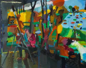 Susanna Coffey, Night Studio, Homage to B. Thompson’s Garden 3/18/19, 2019, Oil on Linen, 11 X 14 inches. ©Susanna Coffey painting