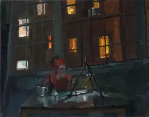 Susanna Coffey, Night Studio Facing Norfolk 3/14/19, 2019, Oil on linen, 11 X 14 inches ©Susanna Coffey painting