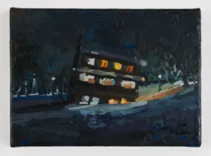 Susanna Coffey, Snow at Six, 2026, oil on linen, 5 x 7 inches ©Susanna Coffey painting