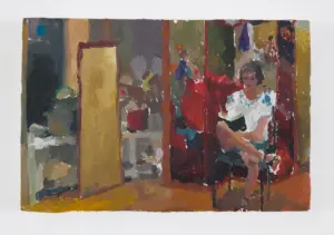 Susanna Coffey, Night Studio Jessica Hargreaves, 2019, Oil on Panel, 6 X 8 inches ©Susanna Coffey painting