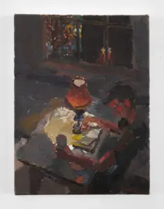 Susanna Coffey, Alexio Reading - CSV, 2016, Oil on panel, 8 x 6 inches ©Susanna Coffey painting